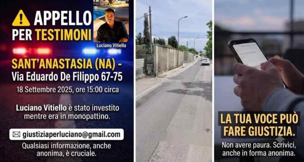 Sant’Anastasia, appello del fratello di Luciano: “Chi ha investito mio fratello?”
