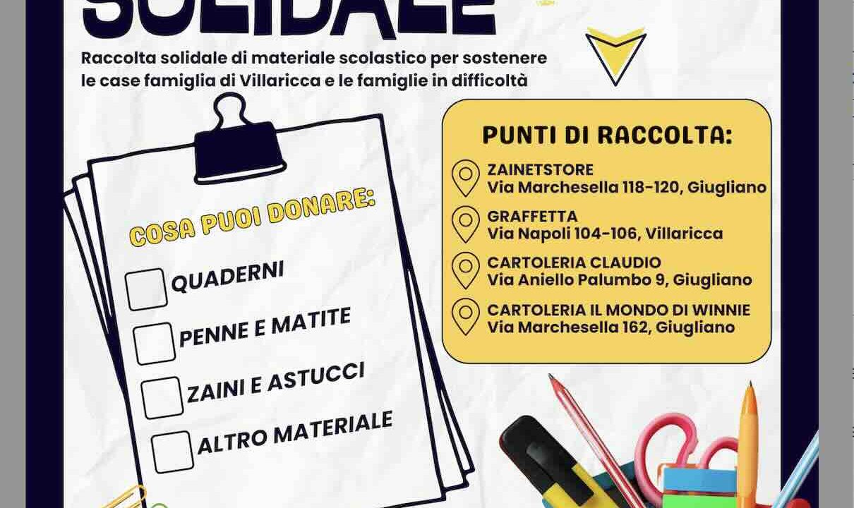 Villaricca lancia “Zaino Solidale”: raccolta di materiale scolastico per bambini bisognosi