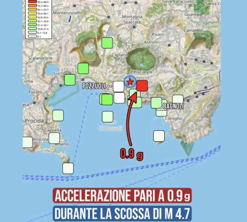 Solfatara, accelerazione del suolo fino a 0,9 g: dati tra i più elevati mai osservati
